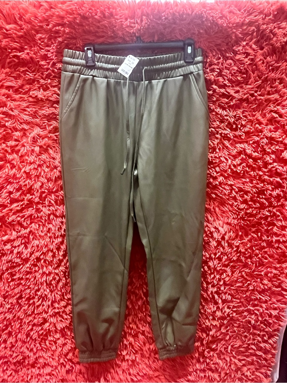 AKIRA Olive Faux Leather Jogger Pants NWT